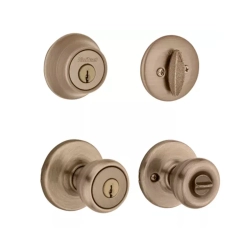 Cerradura con llave cerrojo sencillo acabado laton antiguo modelo tylo kwikset