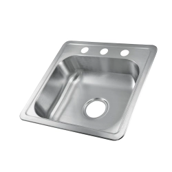 Fregador sencillo de 19 x 19 x 6 de 3 huecos de acero inoxidable