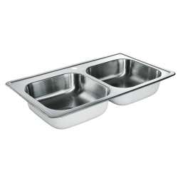 Fregador doble inoxidable de un hueco 33 x 19 x 6