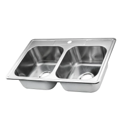 Fregador doble 33 x 22 x 8 1 hueco de acero inoxidable