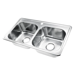 Fregador doble de 33 x 19 x 8 1 hueco acabado satinado