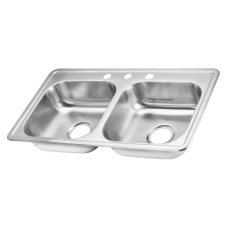 Fregador doble 33x19x6 de 3 huecos acero inoxidable