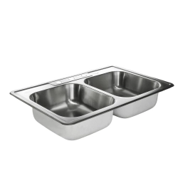 Fregador doble 33x22x7 satinada 4 huecos fr-2201