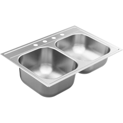 Fregador doble de 4 huecos para griferia 33 x 22 x 9 x 7 moen