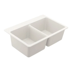 Fregador doble de granito blanco 33 x 22 moen