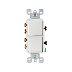 Interruptor/Switch doble 3 vías 15 amperios 120/277 voltios blanco comercial modelo decora
