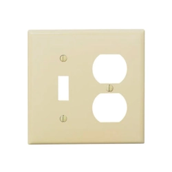 Tapa combinada toma corriente doble con interruptor sencillo acabado crema