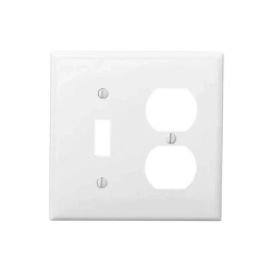 Tapa combinada toma corriente doble con interruptor sencillo acabado blanco