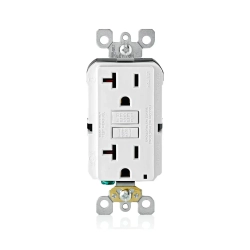 Tomacorriente doble gfci polarizado 20 amperios 125 voltios grado comercial acabado blanco modelo decora