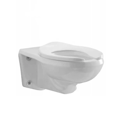 Taza para fluxometro comercial blanca con descarga a la pared sin asiento modelo afwall  zurn