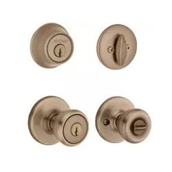 Cerradura con llave cerrojo sencillo acabado laton antiguo modelo tylo kwikset