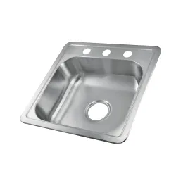 Fregador sencillo de 19 x 19 x 6 de 3 huecos de acero inoxidable