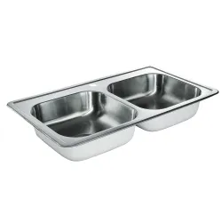 Fregador doble inoxidable de un hueco 33 x 19 x 6