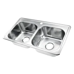 Fregador doble de 33 x 19 x 8 1 hueco acabado satinado