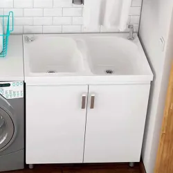 Mueble para tina de lavar 80x60 color blanco firplak (tina de lavar se vende por separado)