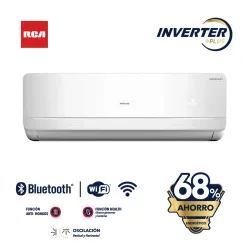 Aire acondicionado inverter split blanco de 18,000  btu wifi rca 28cm alto x 89cm ancho x 23cm profundidad