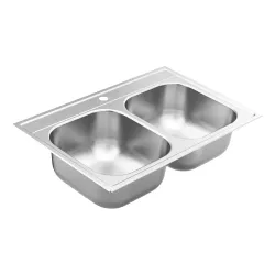 Fregador doble de 1 hueco tamaño 33x22x8 moen