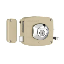 Cerradura de sobreponer izquierda color beige para puertas de hierro kwikset