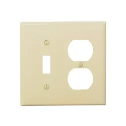 Tapa combinada toma corriente doble con interruptor sencillo acabado crema